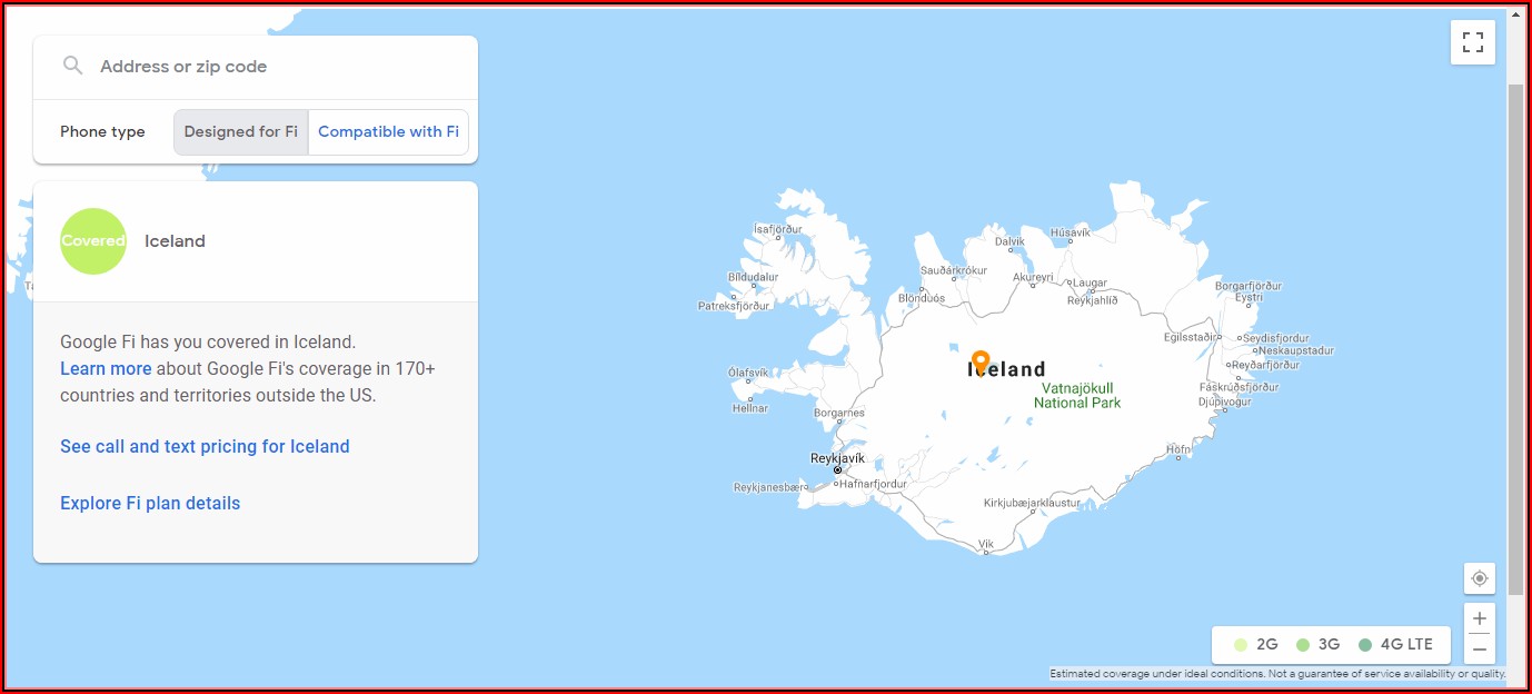 Iceland Cell Phone Coverage Map