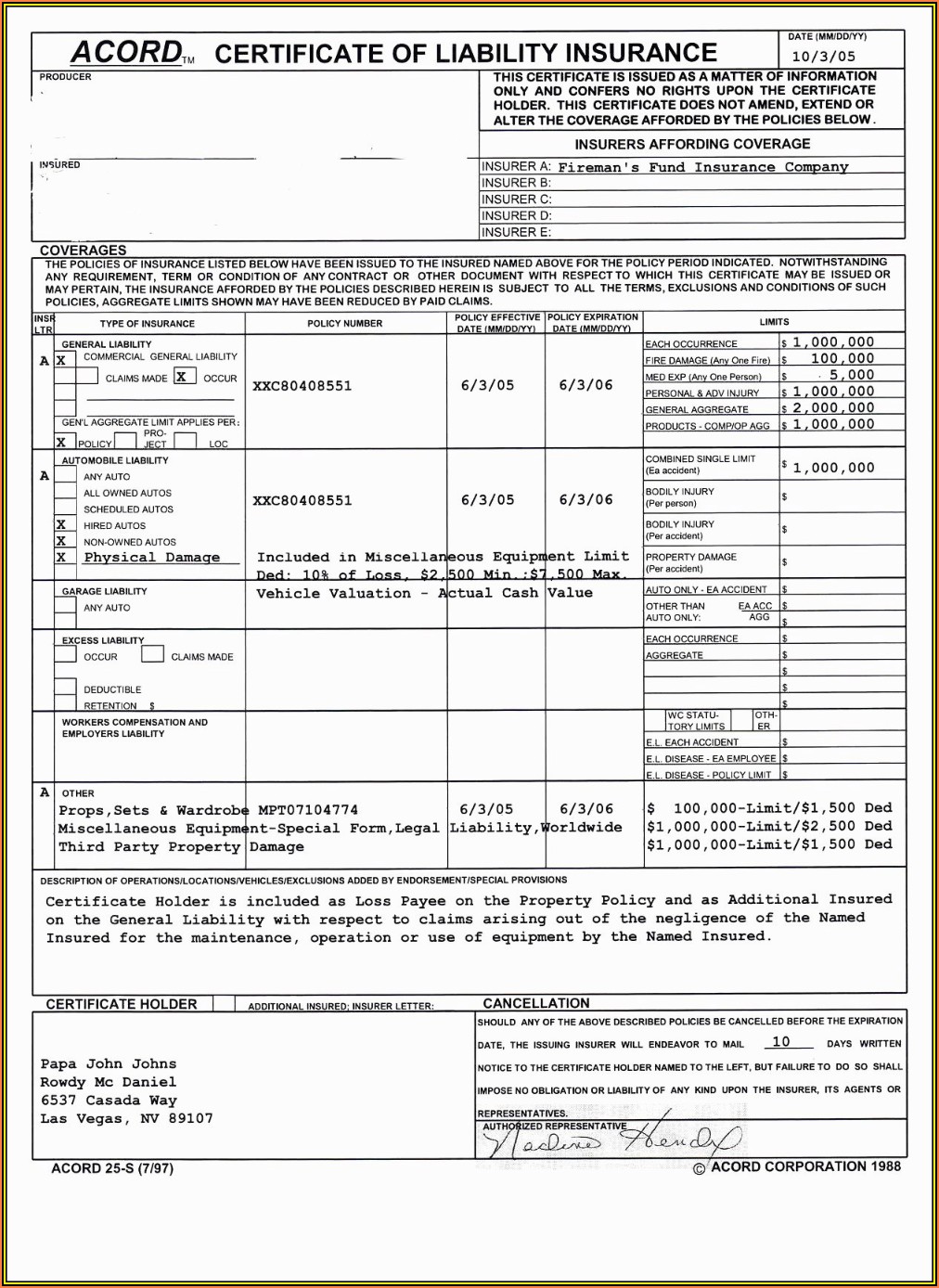 Insurance Acord Forms Download