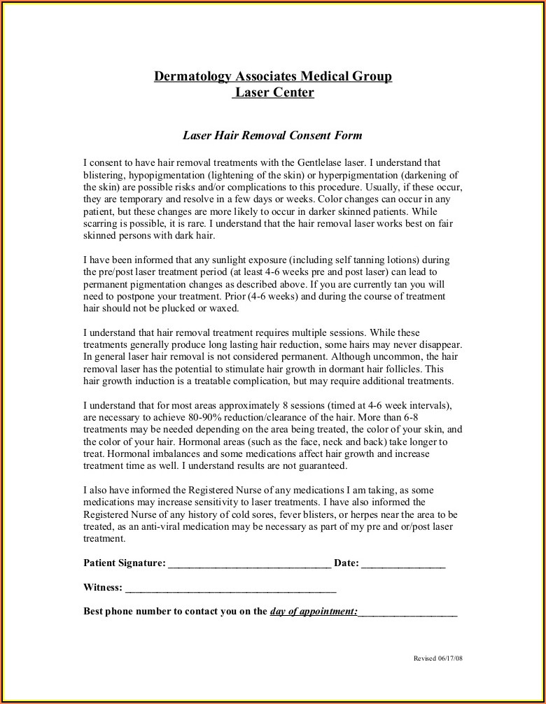 Ipl Laser Hair Removal Consent Form