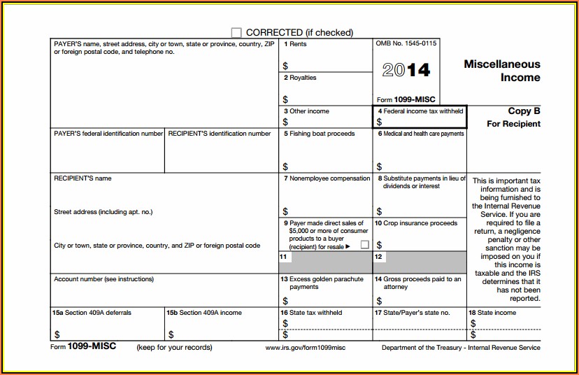 Irs 1099 Misc Fillable Form