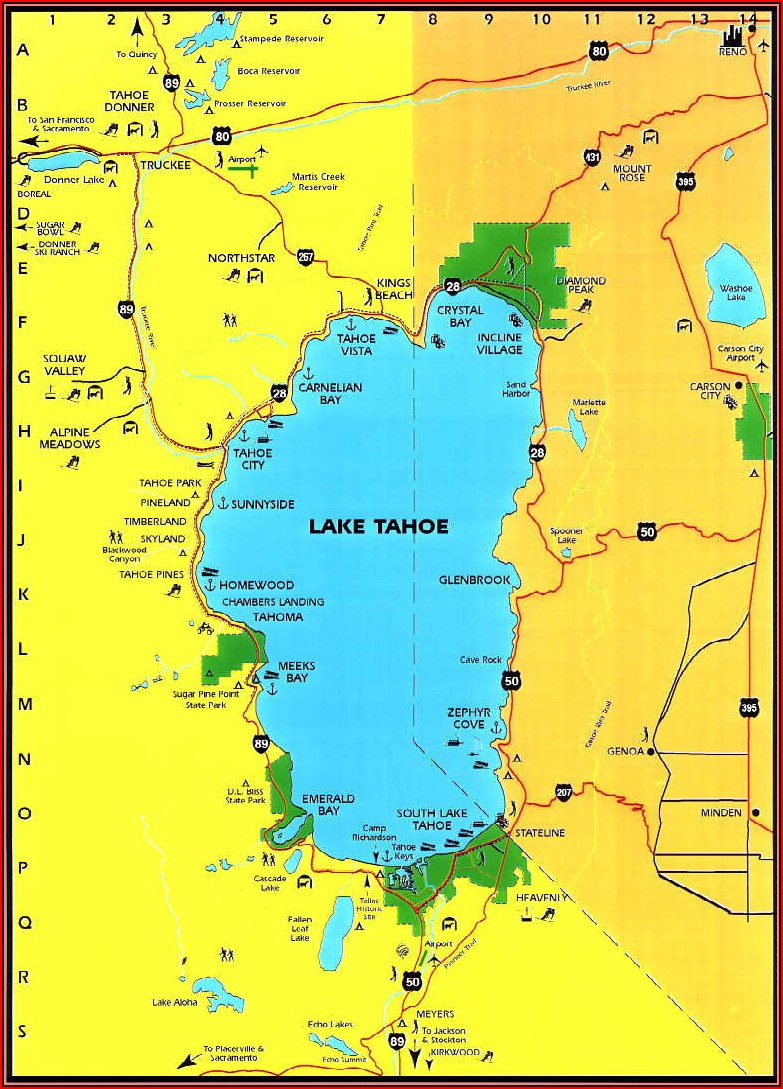 Lake Tahoe Stateline Hotels Map