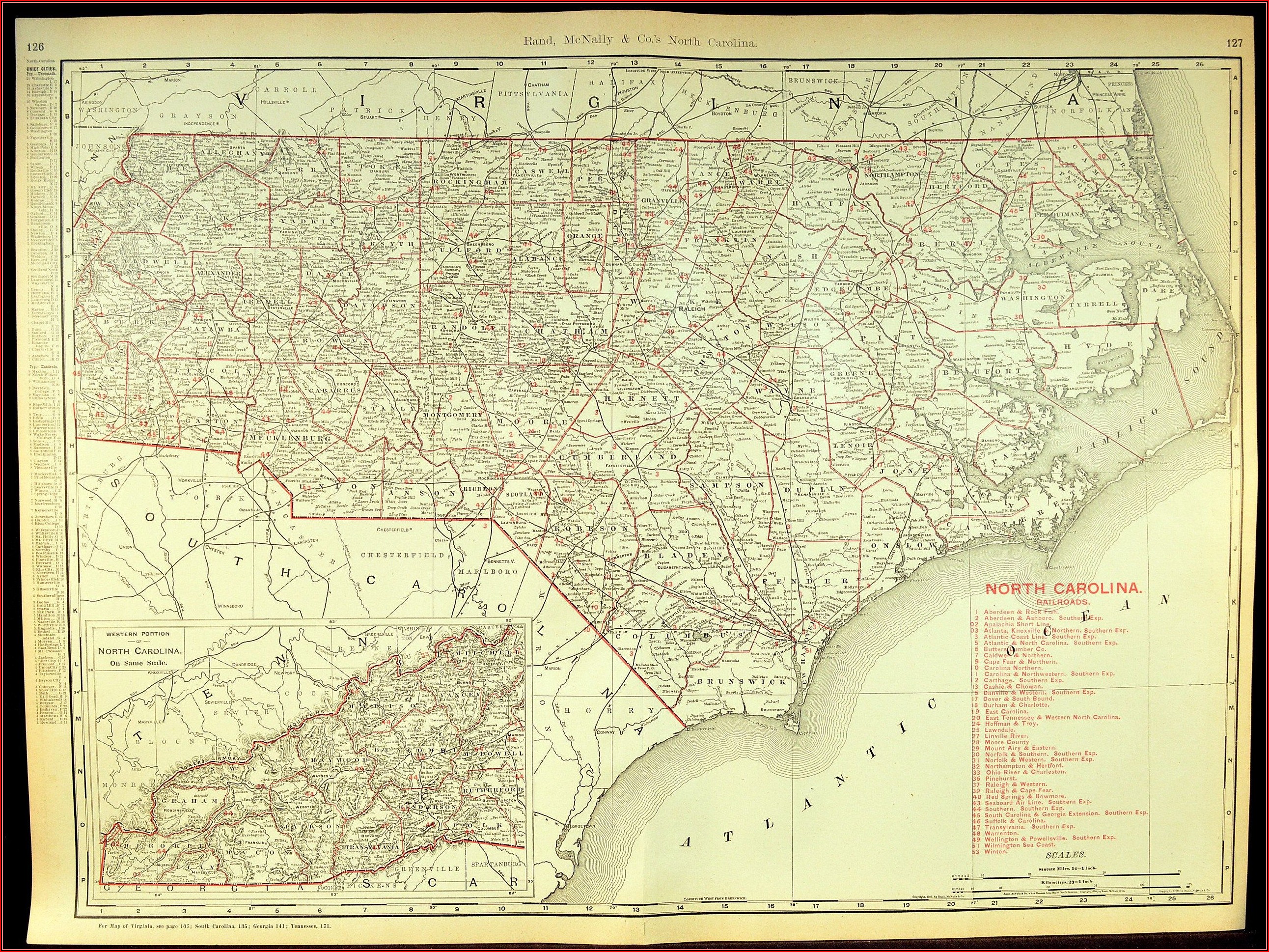 Large Wall Map Of North Carolina