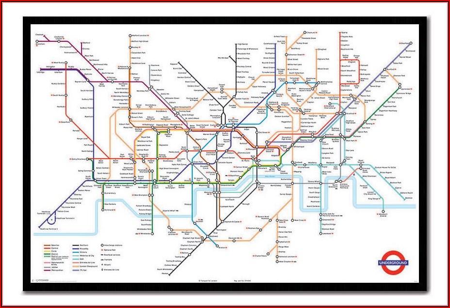London Underground Map Poster Framed