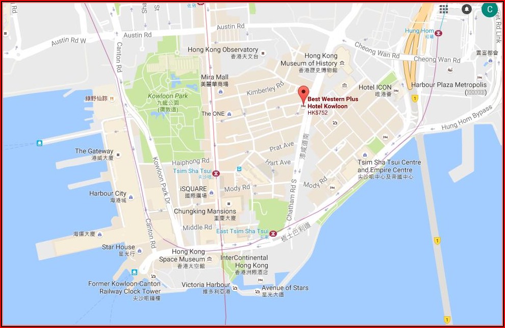 Map Hotels Kowloon Hong Kong