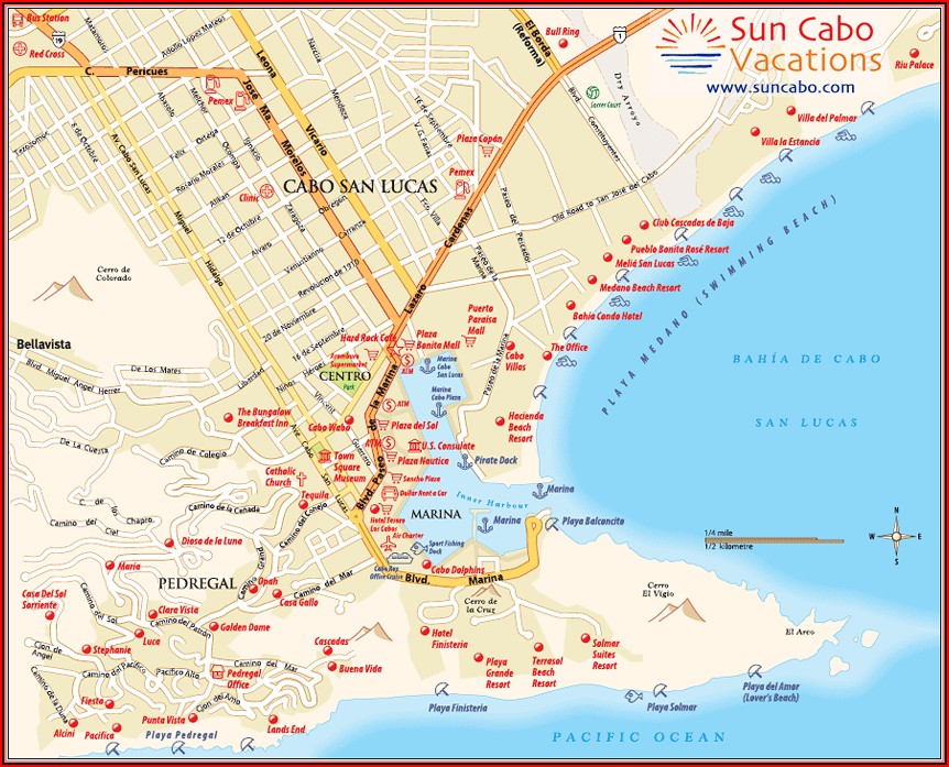 Map Of Beachfront Hotels In Cabo San Lucas