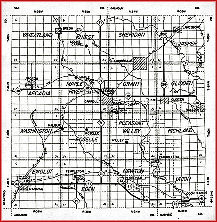 Map Of Carroll County Iowa Townships