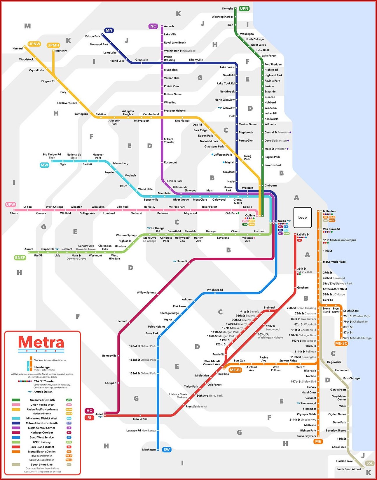 Map Of Chicago Transit Metra