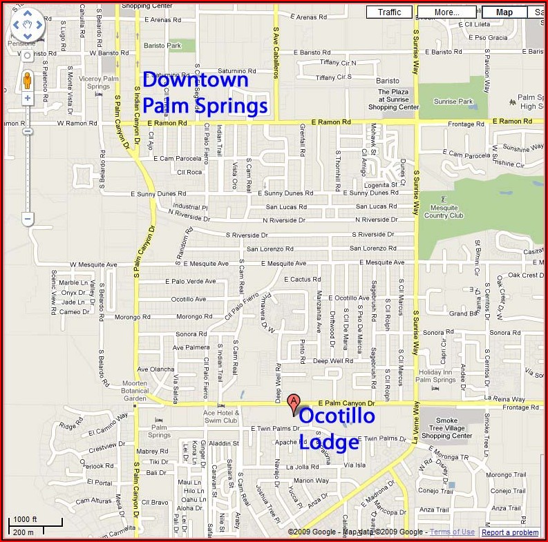 Map Of Downtown Palm Springs Hotels