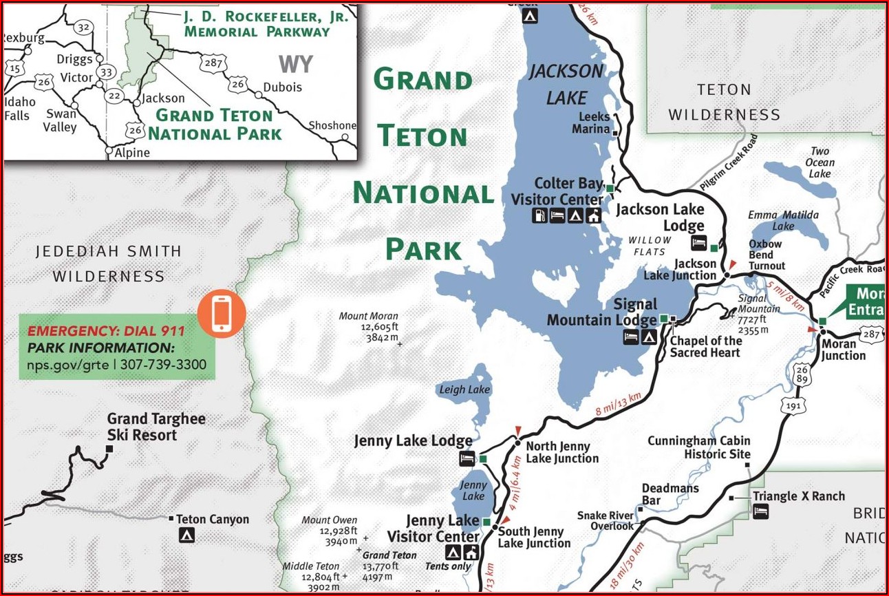 Map Of Grand Tetons And Jackson Hole