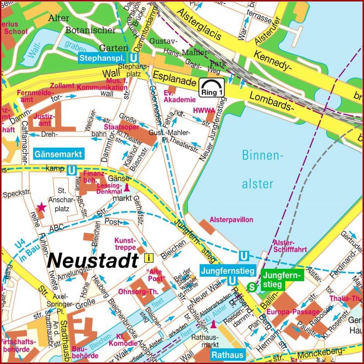 Map Of Hamburg City Centre Germany