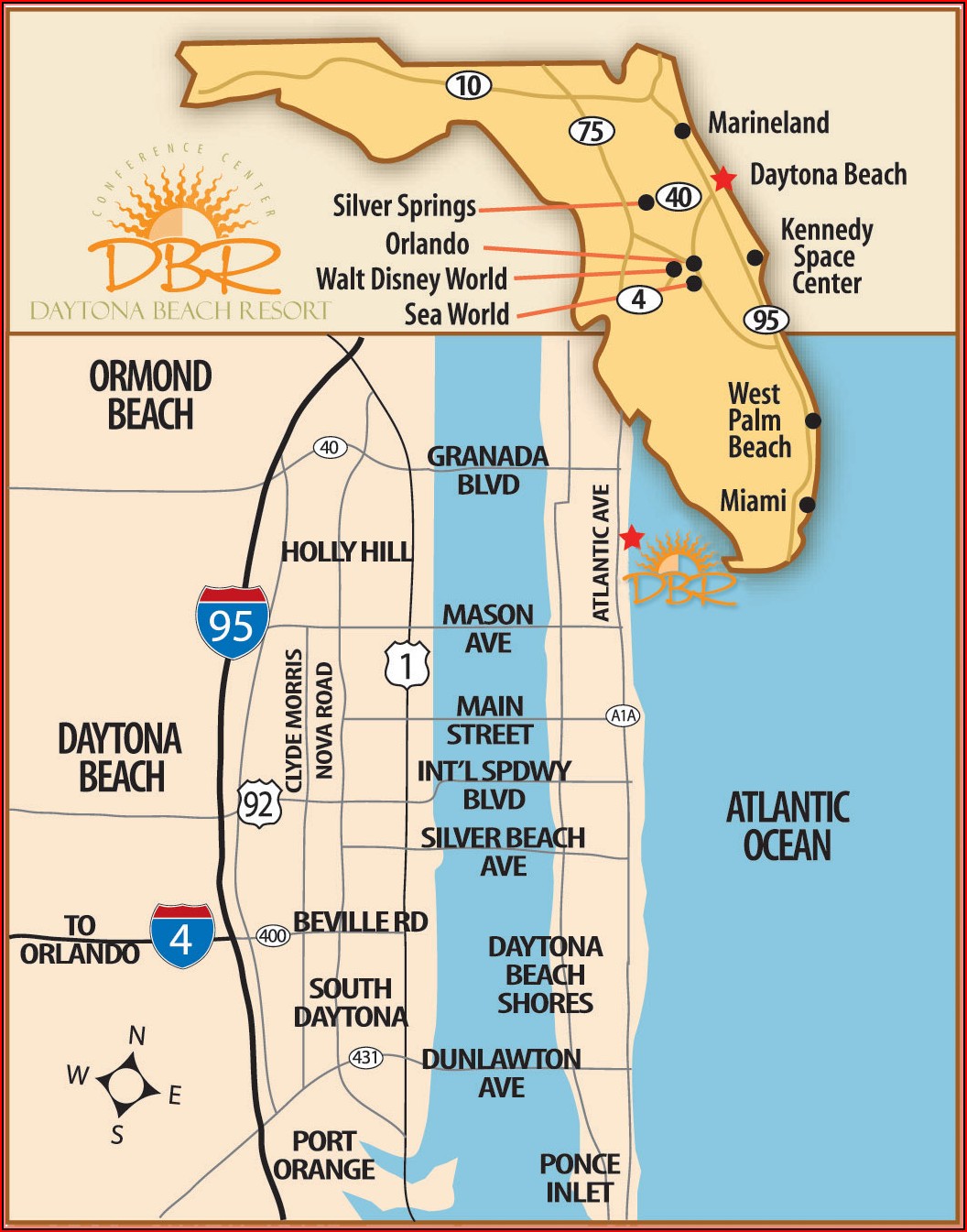 Map Of Hotels In Daytona Beach Florida