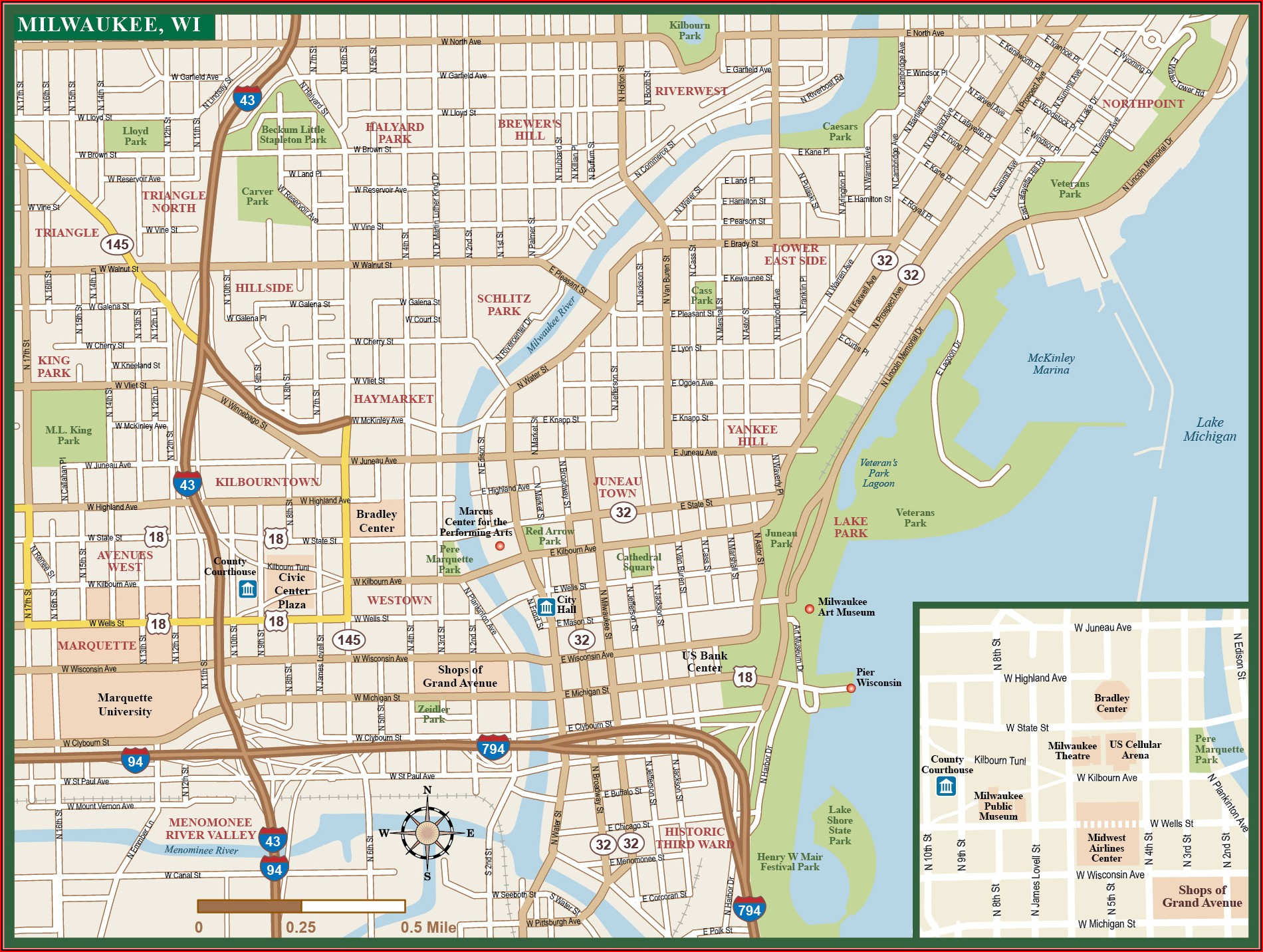 Map Of Hotels In Downtown Milwaukee Wi