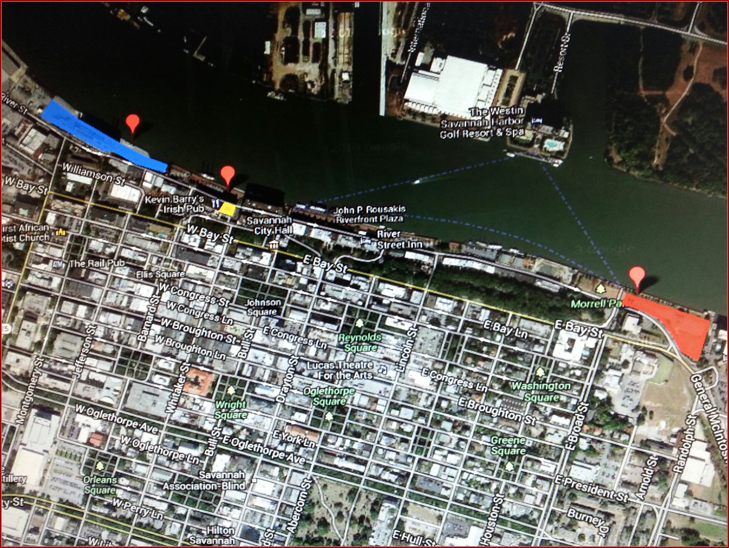 Map Of Hotels On River Street Savannah Ga