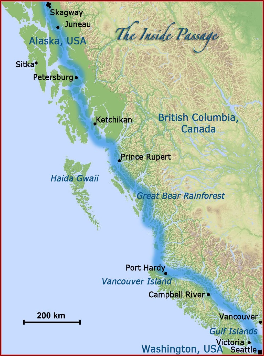 Map Of Inside Passage Canada