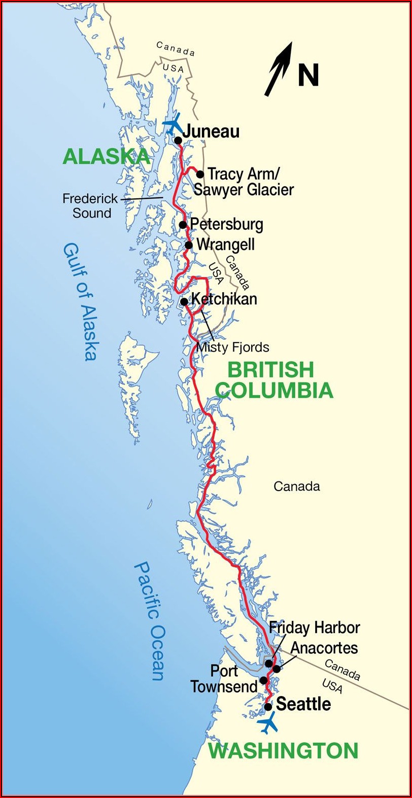 Map Of Inside Passage Cruise Route