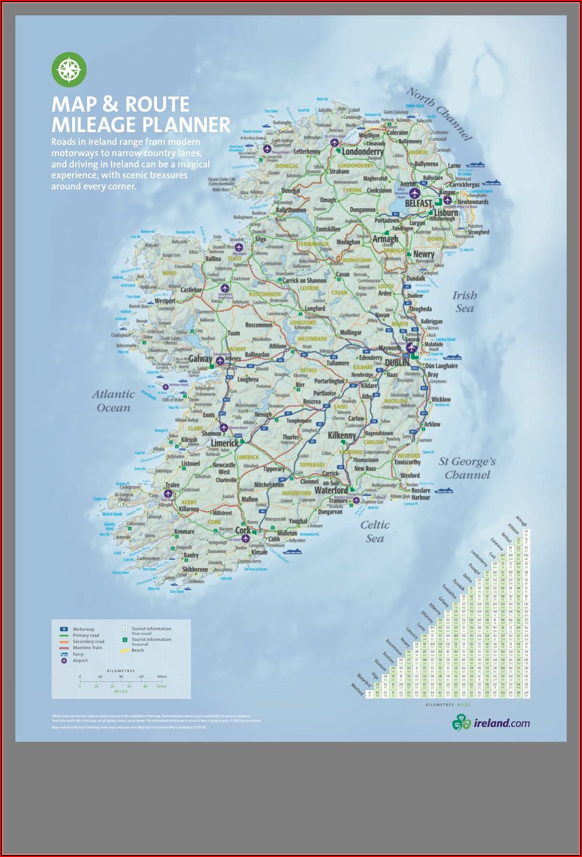 Map Of Ireland Travel Distances