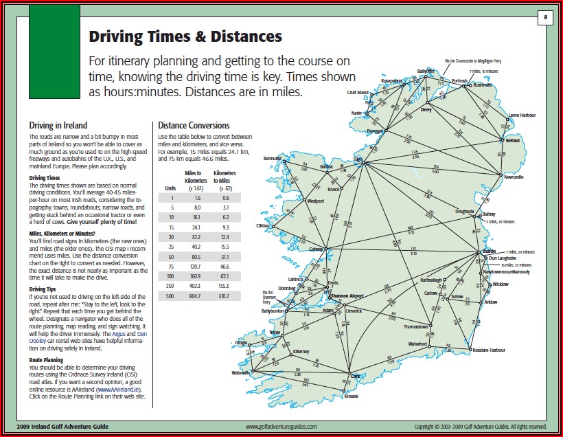 Map Of Ireland With Travel Times