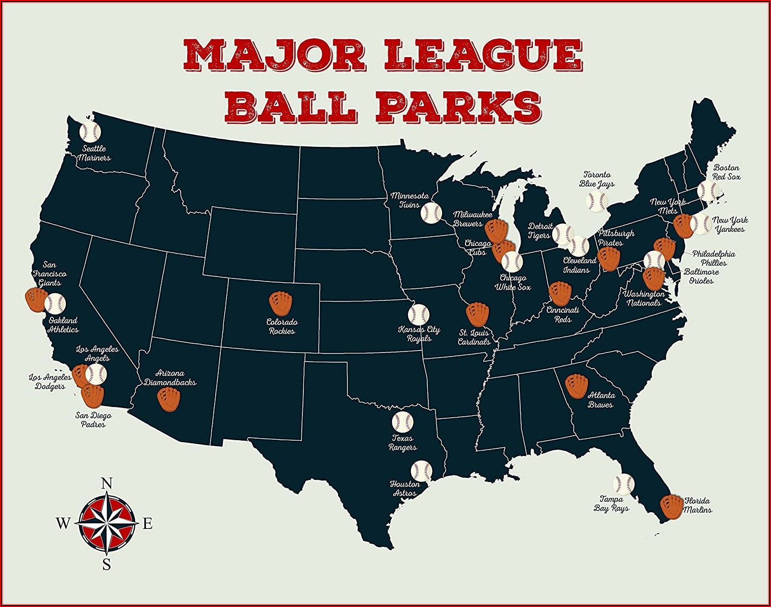 Map Of Major League Baseball Stadiums In The Us