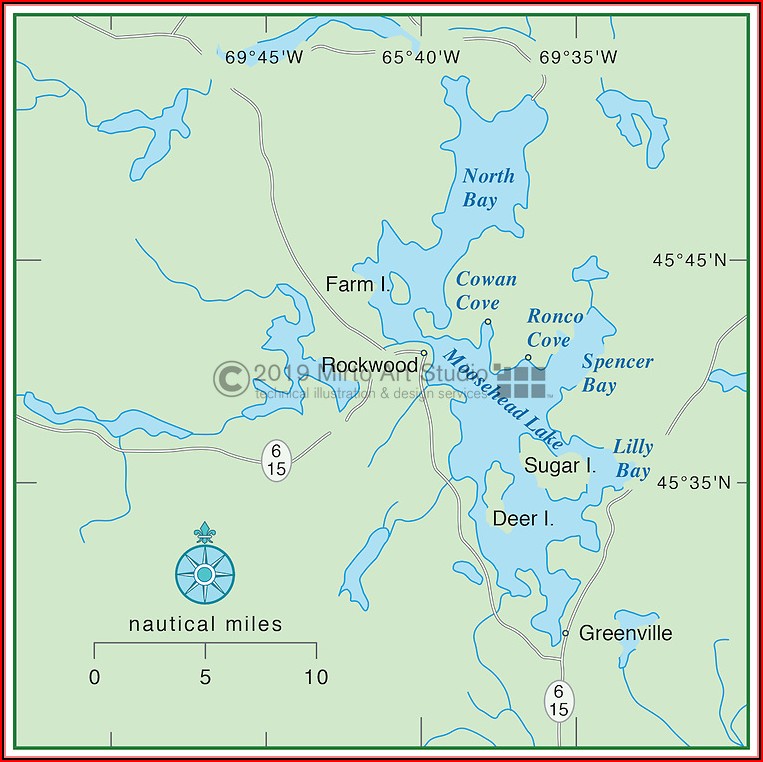 Map Of Moosehead Lake Greenville Maine