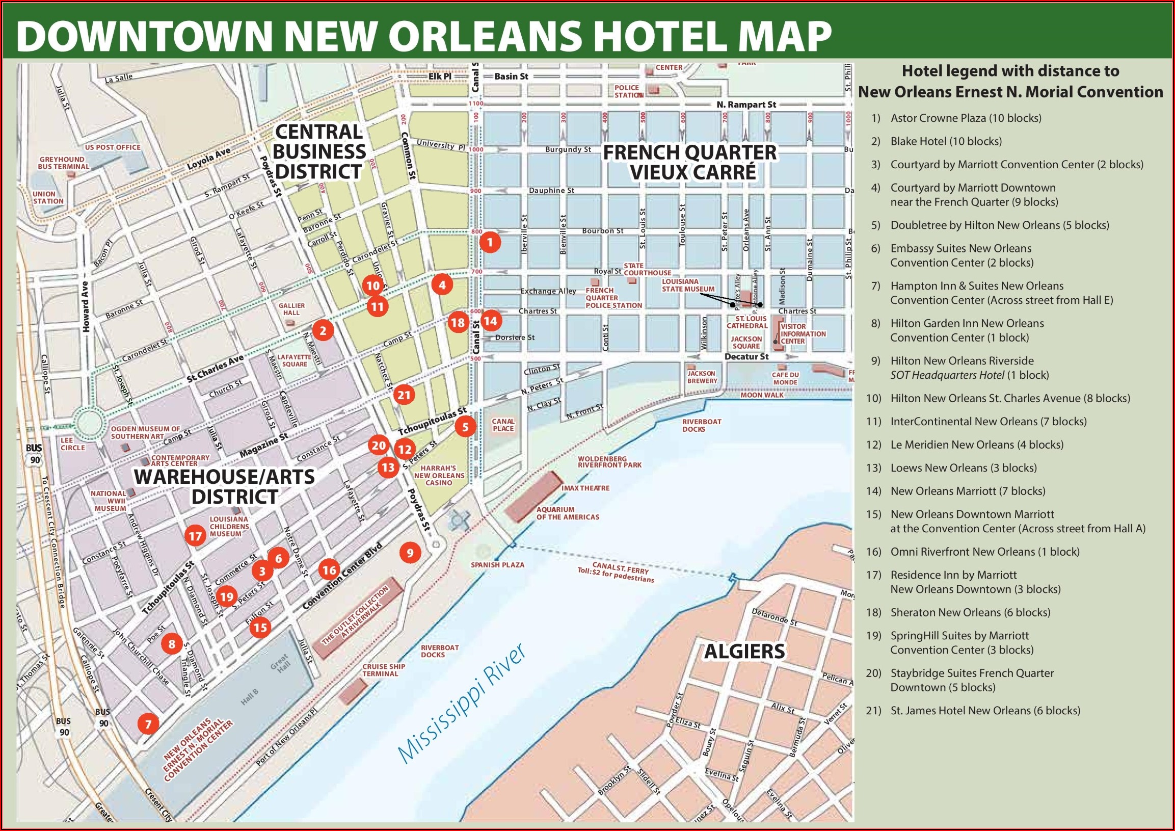 Map Of New Orleans French Quarter Hotels