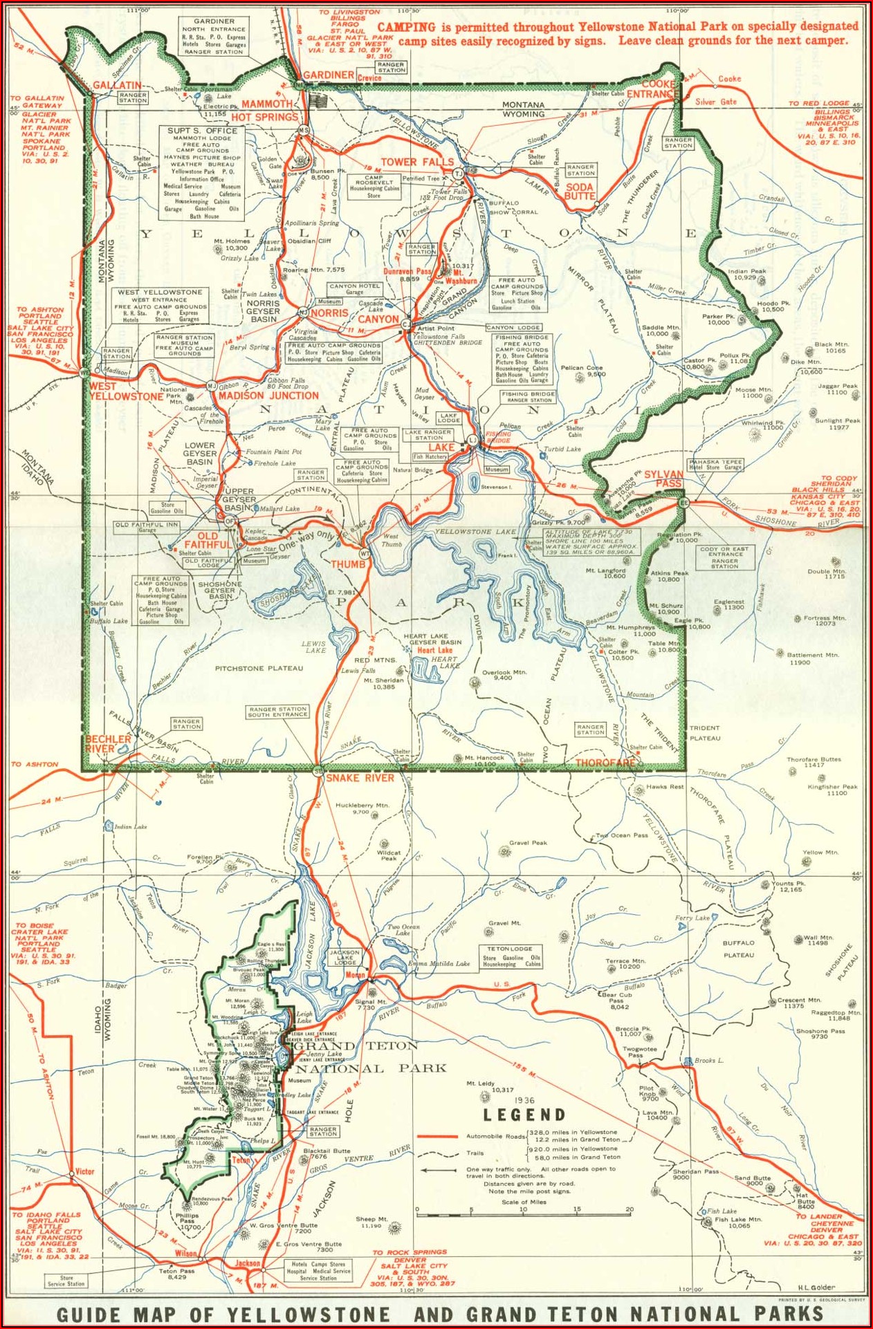 Map Of Tetons And Yellowstone