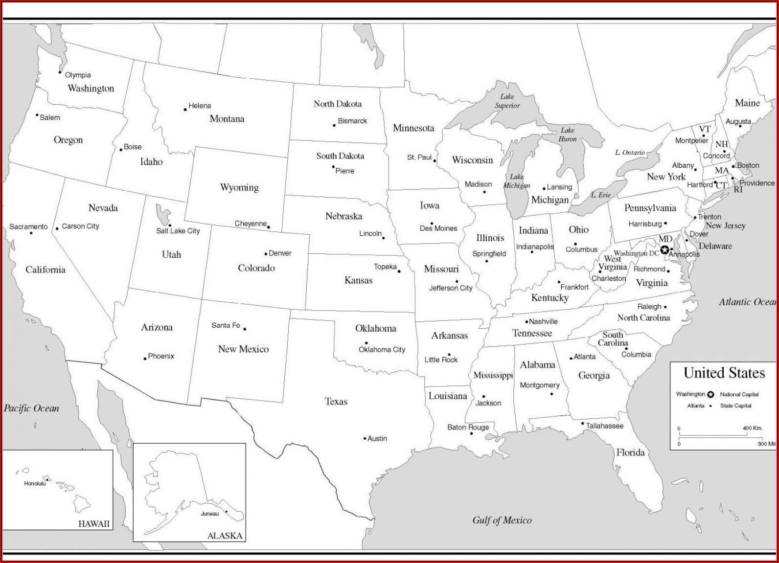 Map Of The Us States And Capitals Quiz