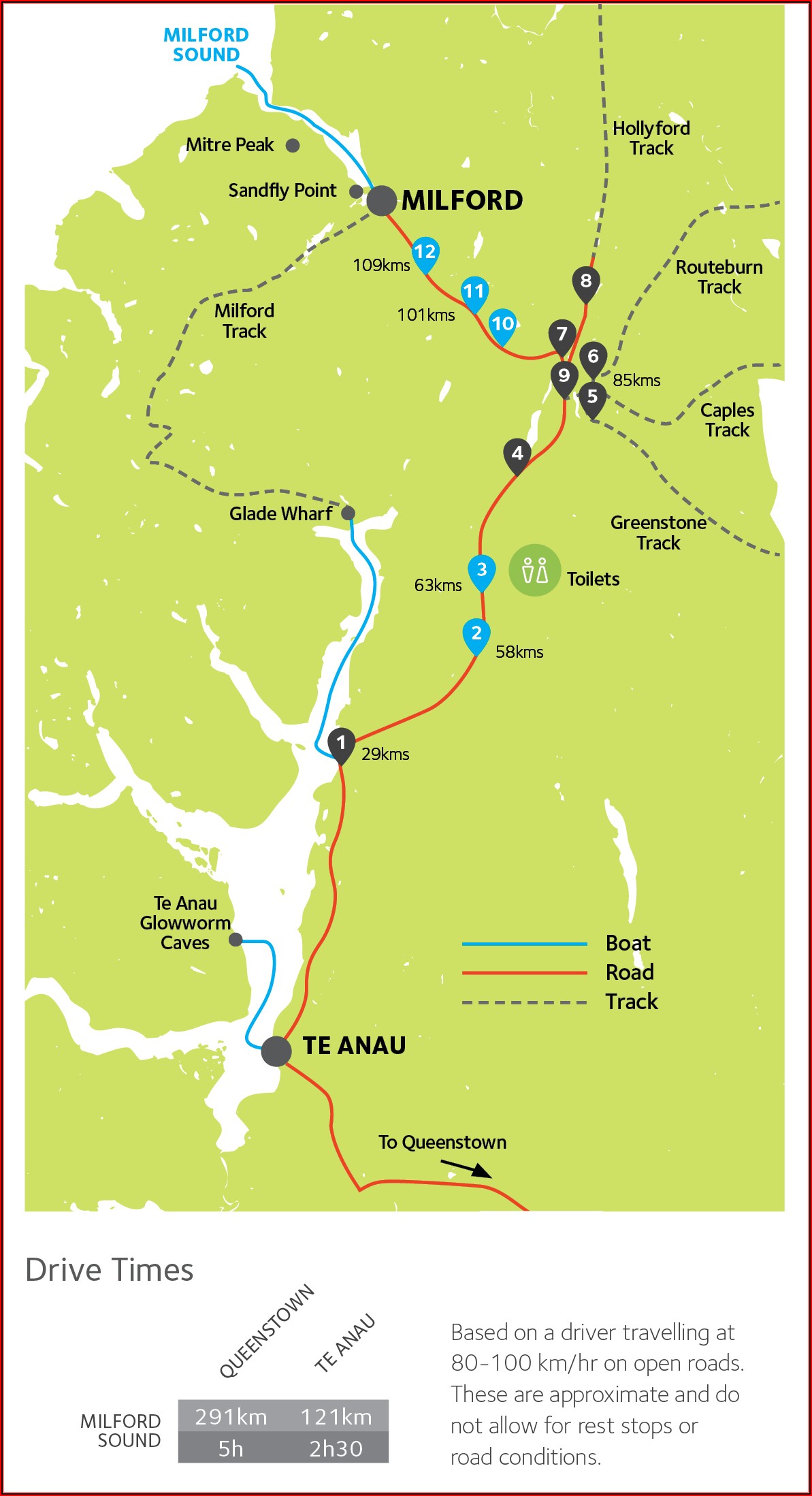 Milford Sound Trek Map
