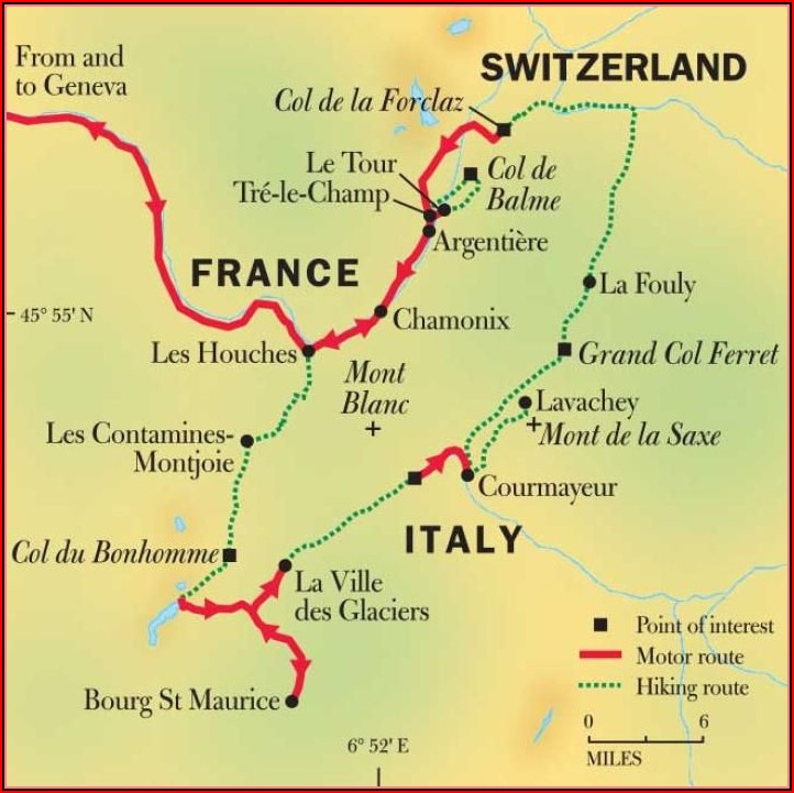 Mont Blanc Hiking Trail Map