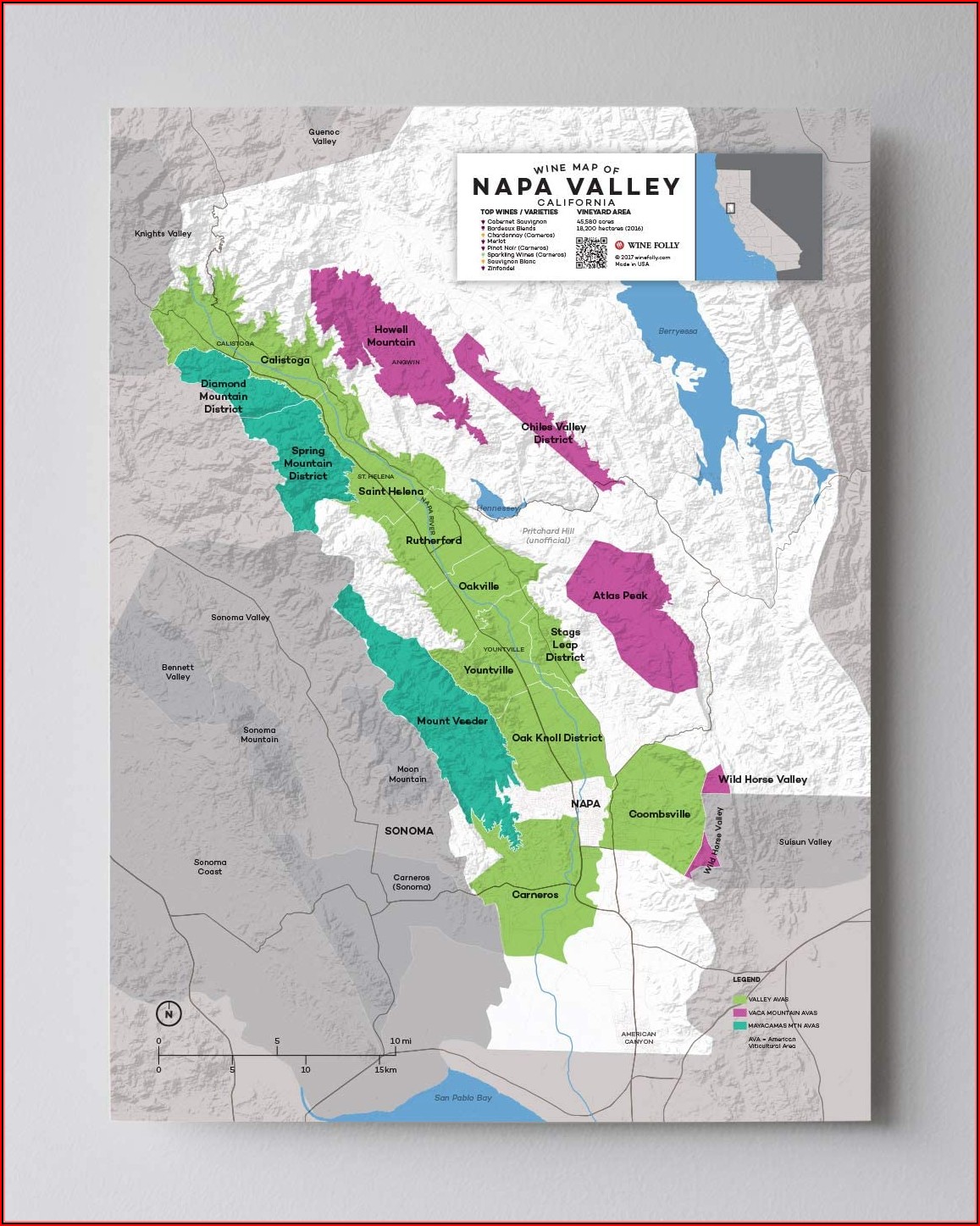 Napa Valley Wine Map California