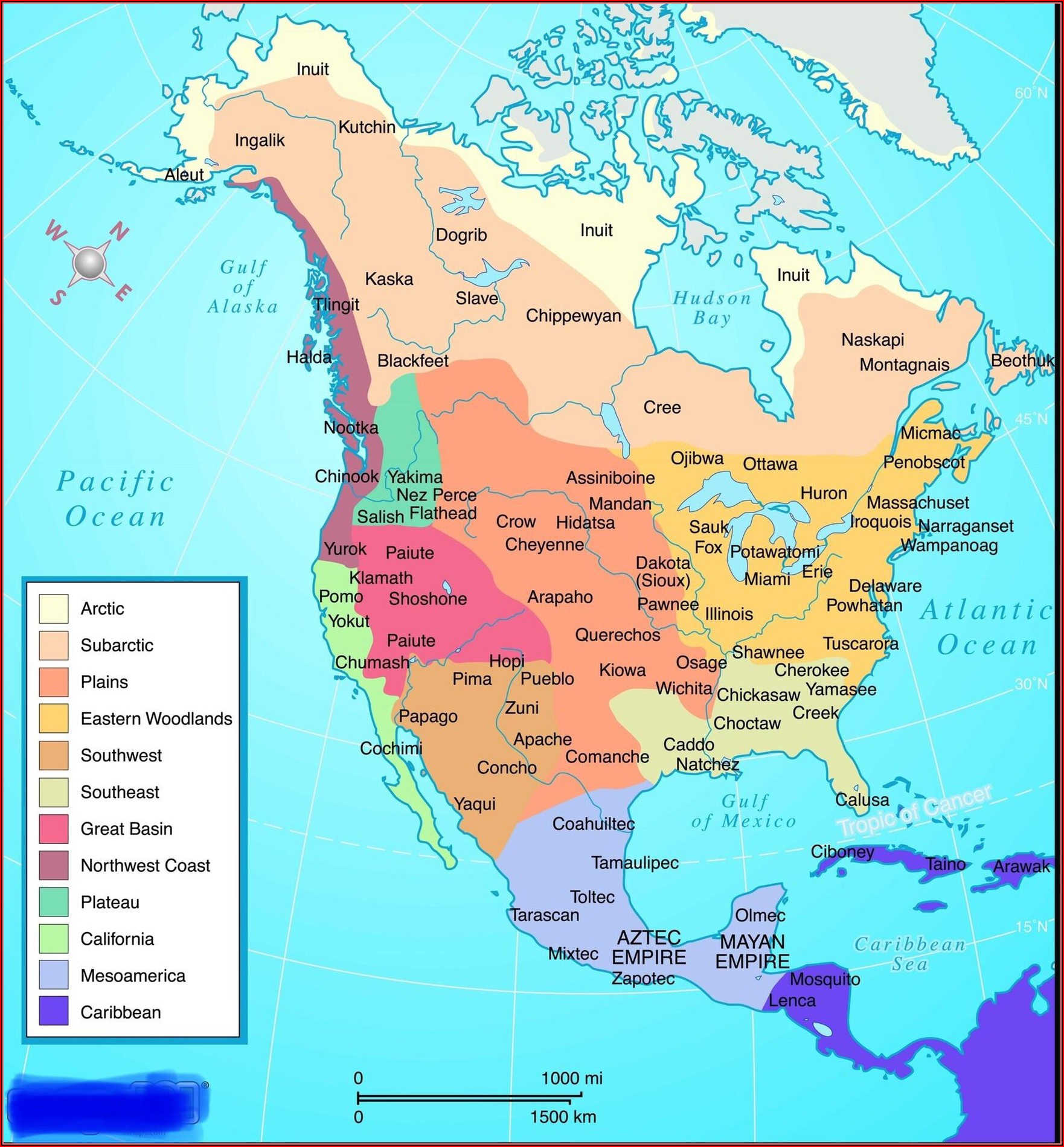 Native American Cultures Of North America Map