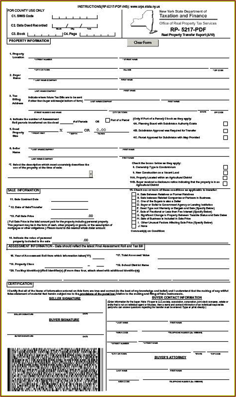 New York State Quit Claim Deed Form