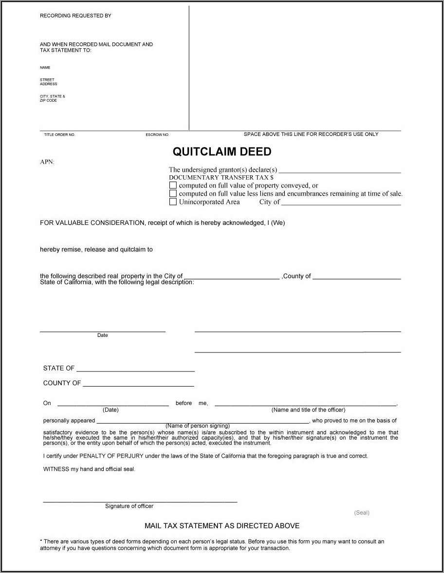 Oklahoma Quit Claim Deed Form Free Download