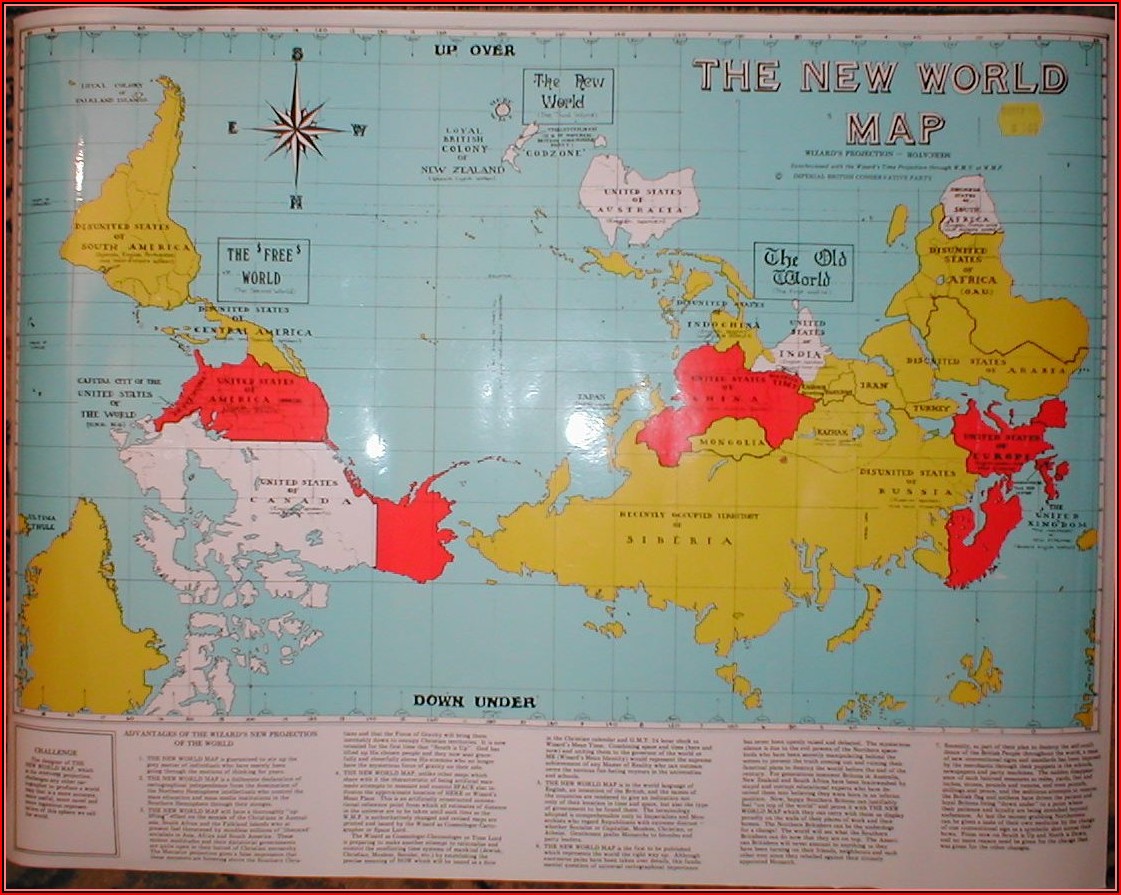 Old Map Of The World Upside Down