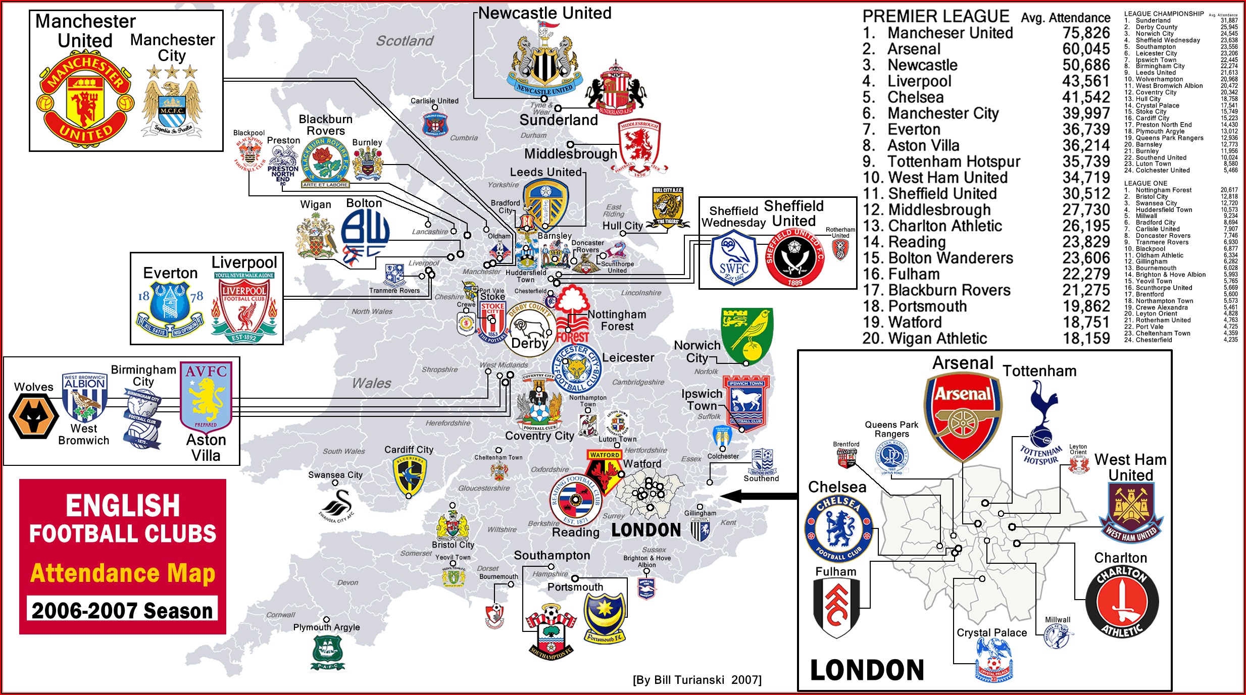 Premier League Map Poster
