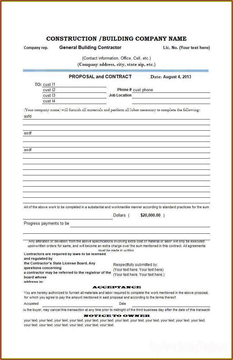 Printable Proposal Forms Free