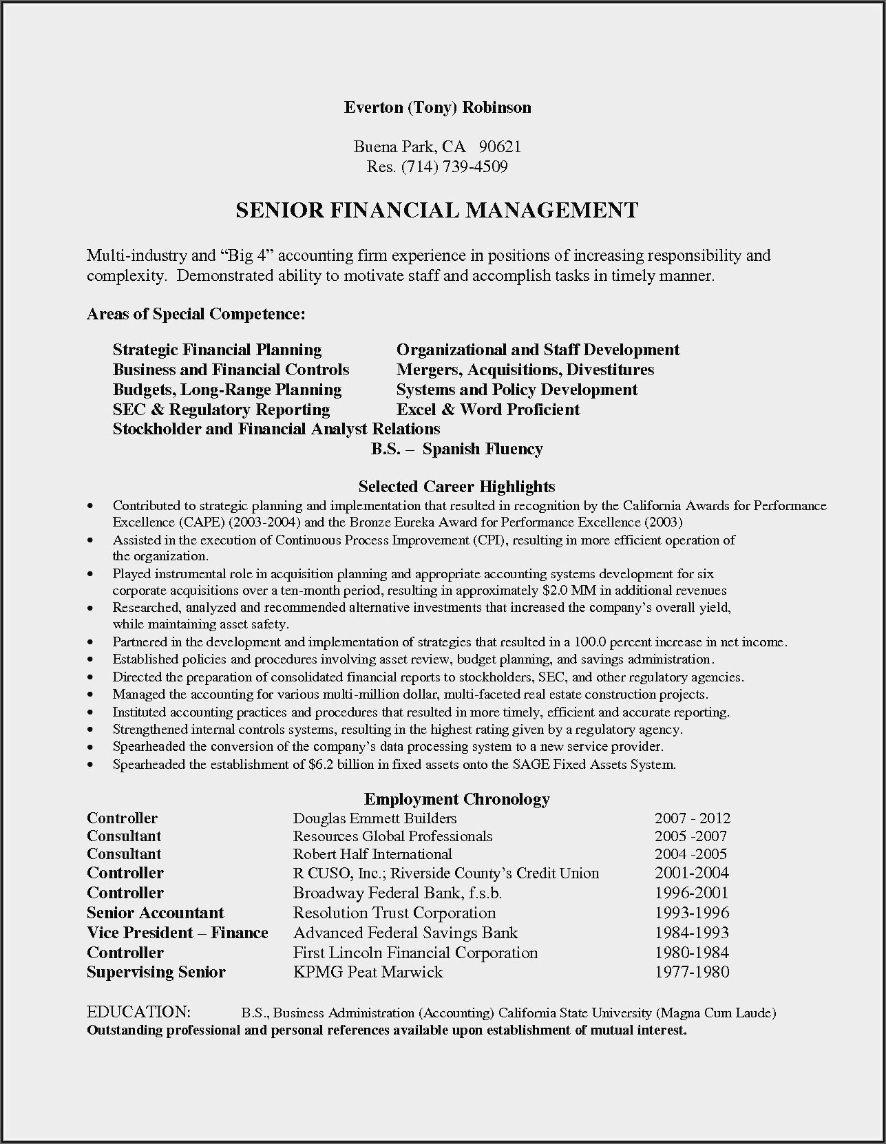 Professional Summary For Accountant Resume