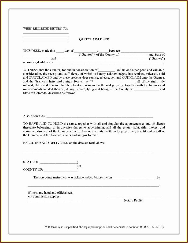 Quitclaim Deed Missouri Form