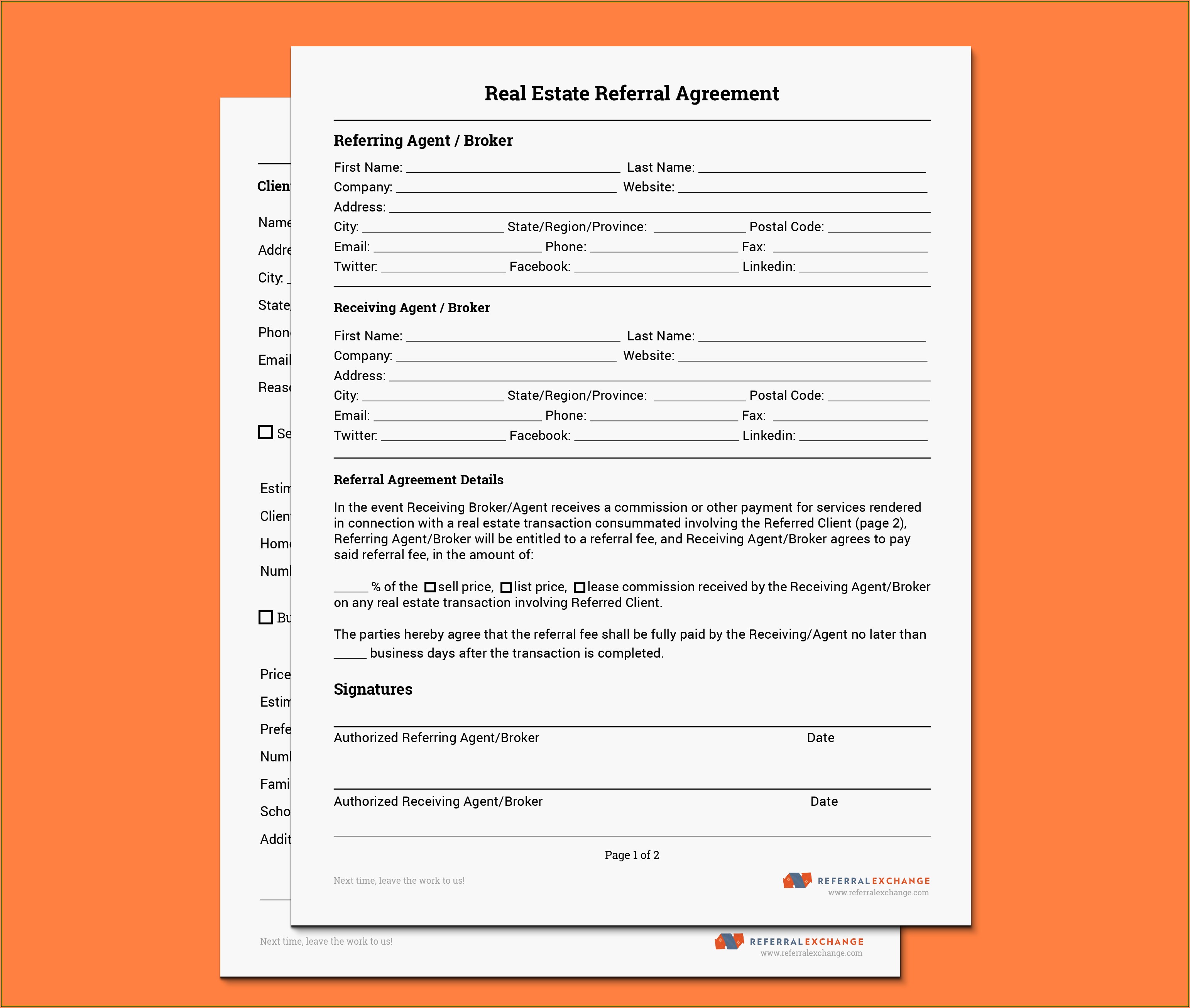 Real Estate Agent Referral Fee Agreement