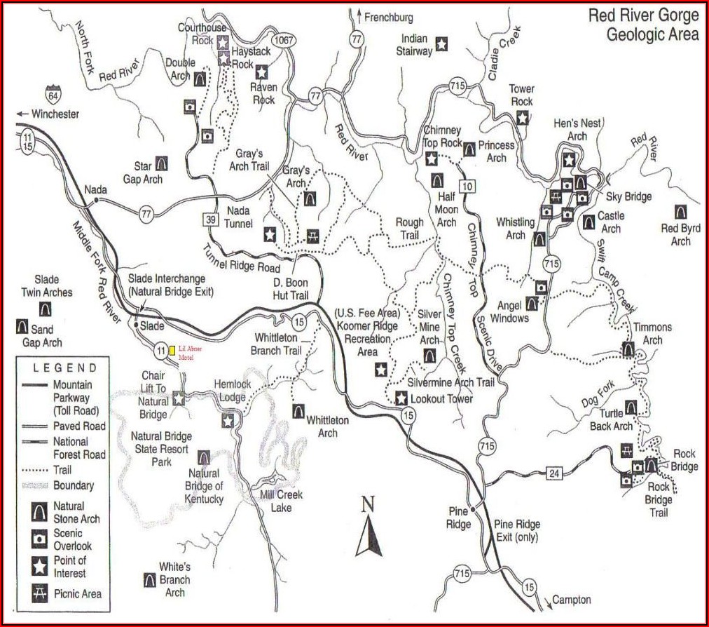 Red River Gorge Kentucky Trail Map