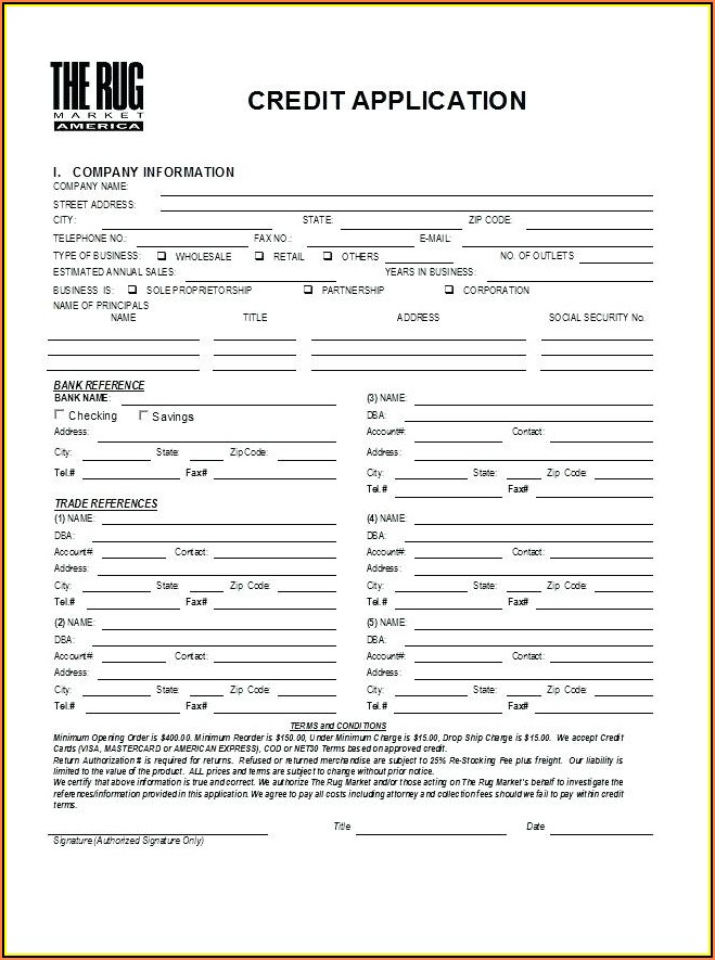 Rental Credit Application Form Template