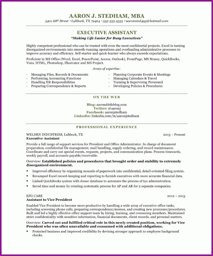 Resume Examples Executive Assistant
