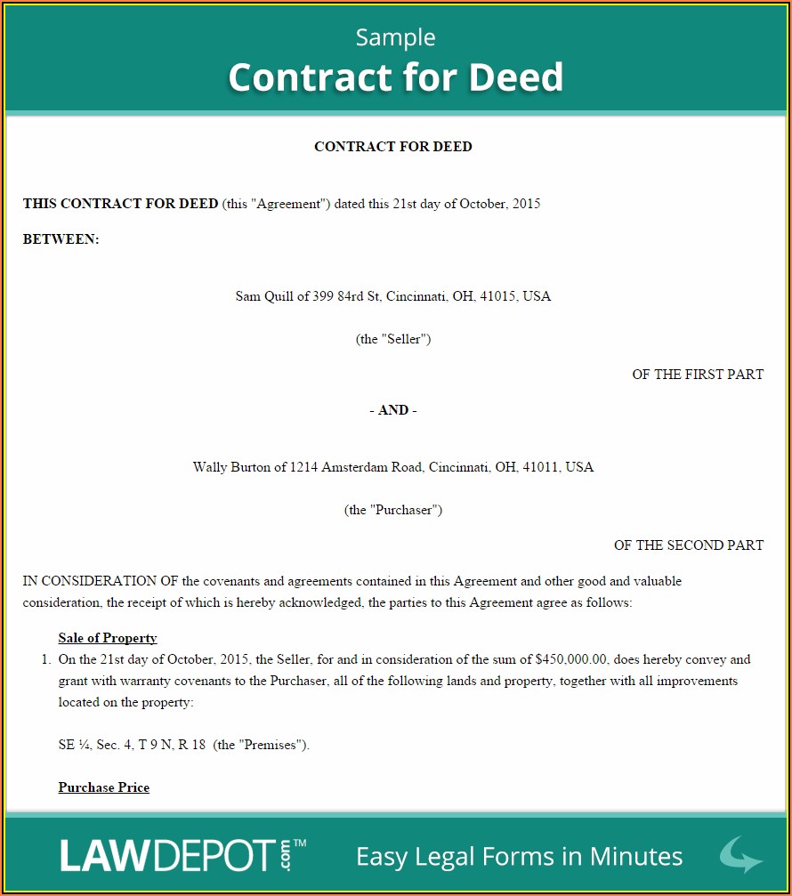 Sample Ohio Land Contract Form
