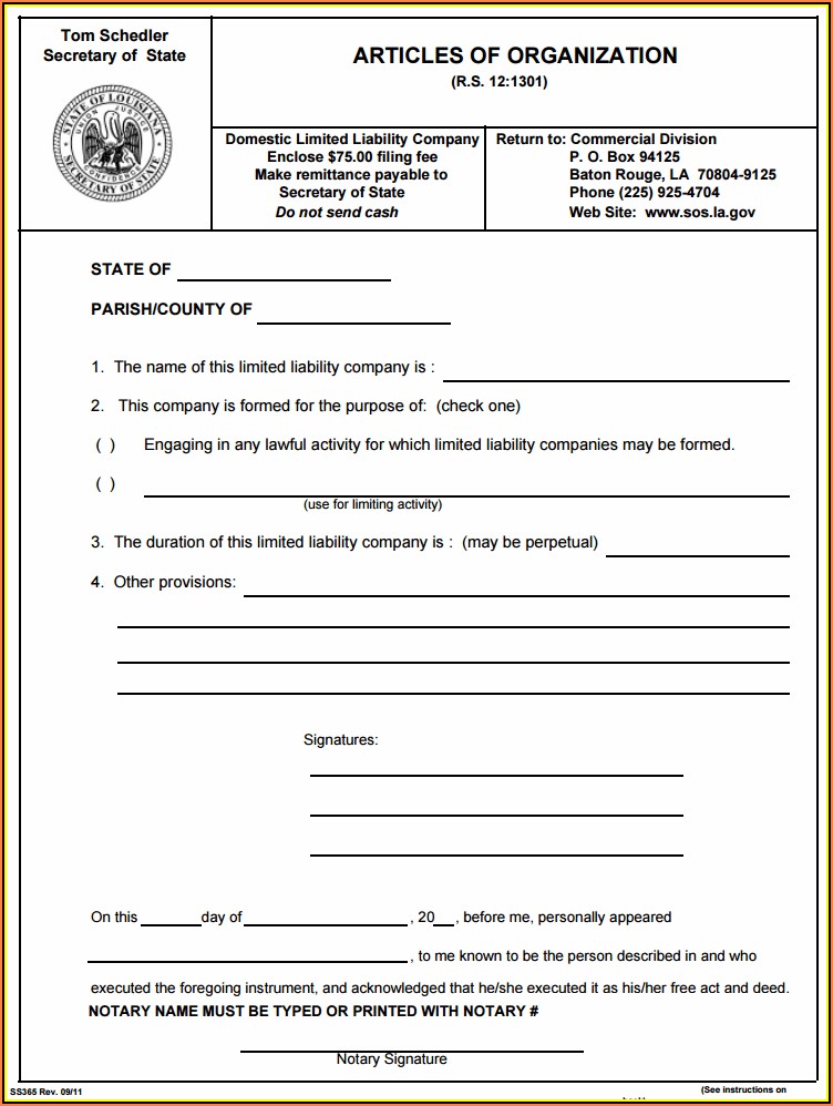 Secretary Of State Louisiana Forms