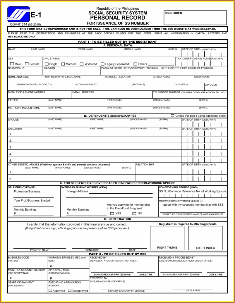 Self Employed Form Sss