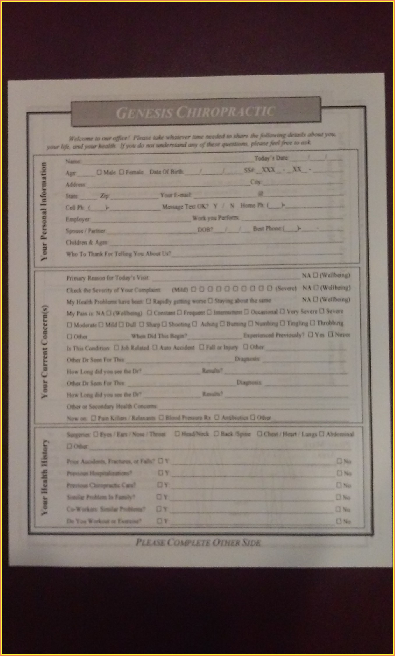 The Joint Chiropractic New Patient Forms