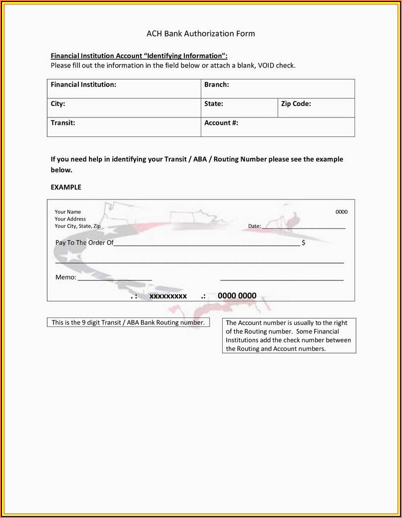 Vendor Ach Enrollment Form Template