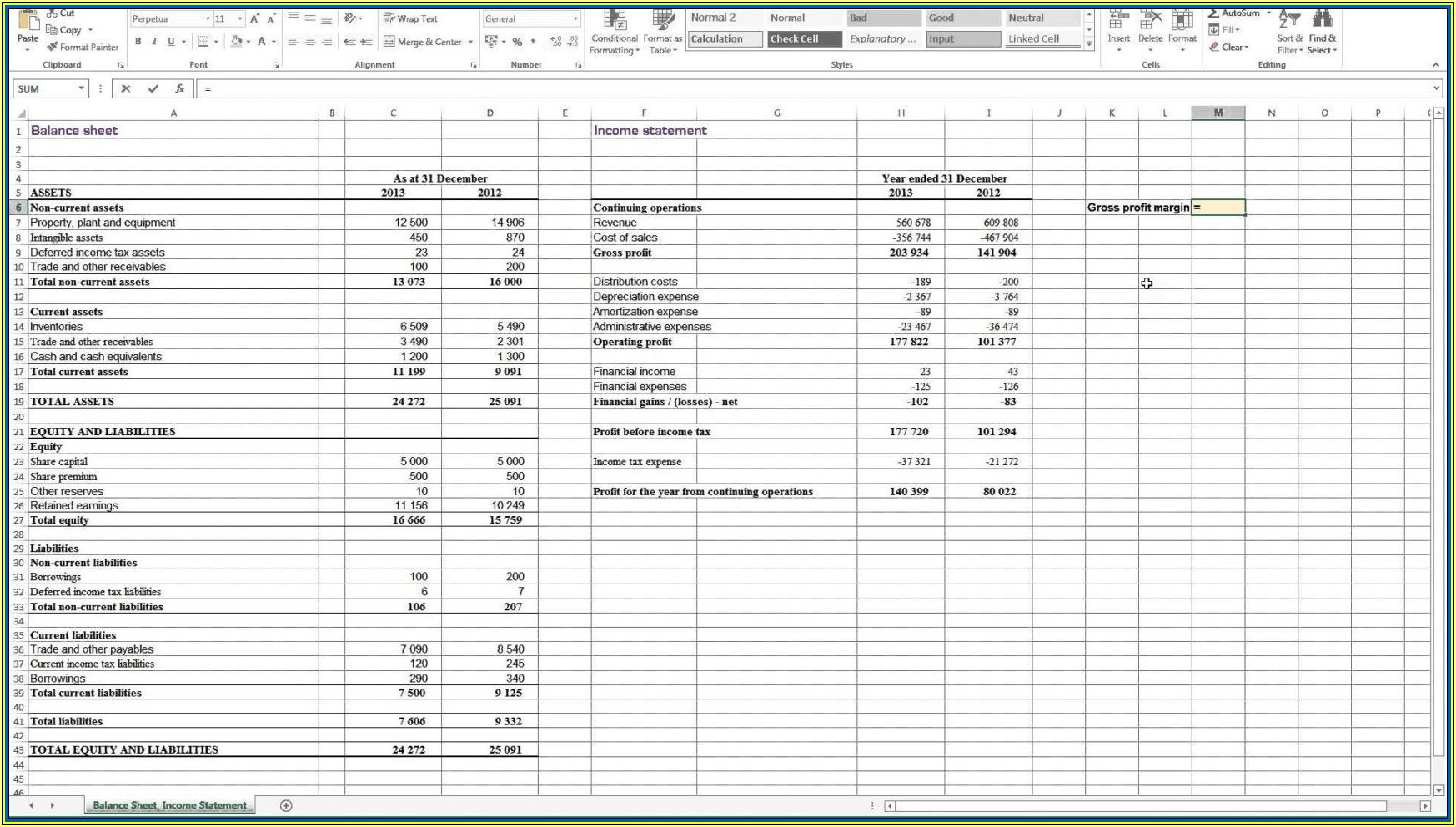 Editable Balance Sheet Template