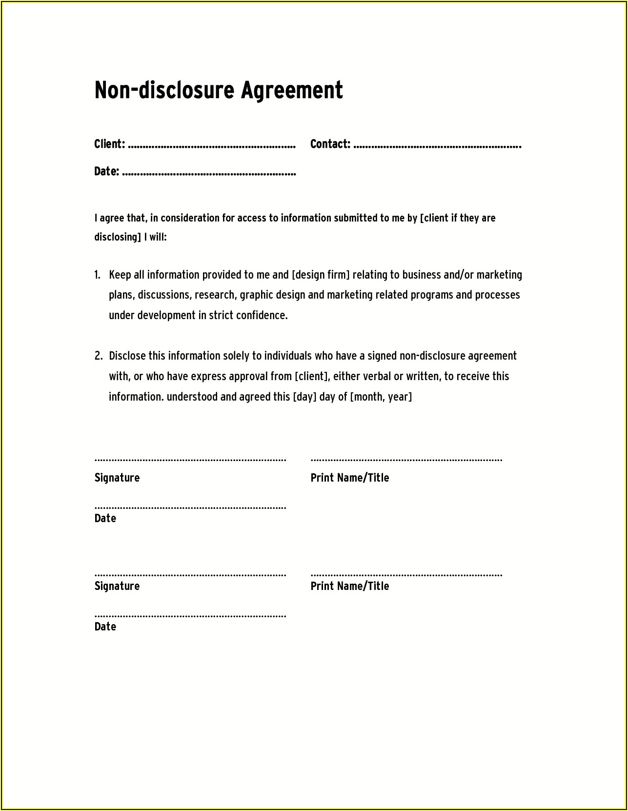 Employee Confidentiality Agreement Template Canada