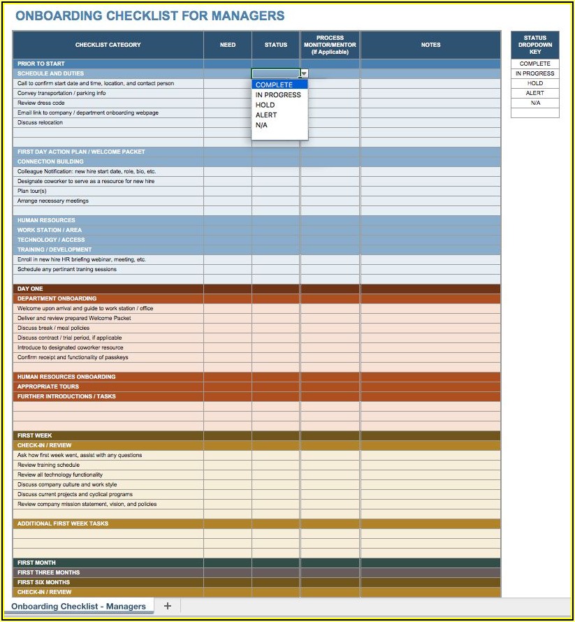 Employee Onboarding Checklist Template Excel