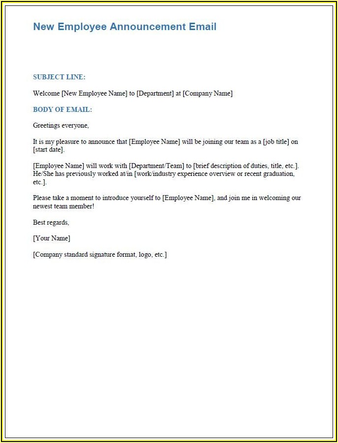 Employee Onboarding Email Template